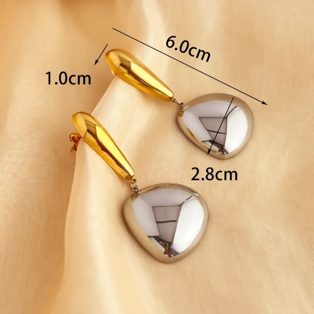 Geometric Drop Earrings Modern Design - Picture 2 of 2
